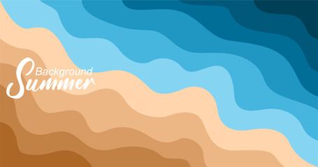 Vector illustration of sea waves background in flat style. Summer banner template.