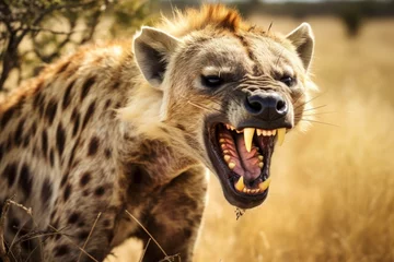  Aggressive hyena showing teeth in the wild © Balaraw