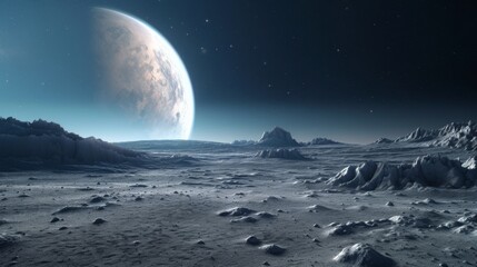 Alien Landscape with Massive Moon