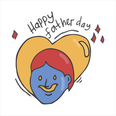 Father's Day Cute Sticker Doodle Illustration