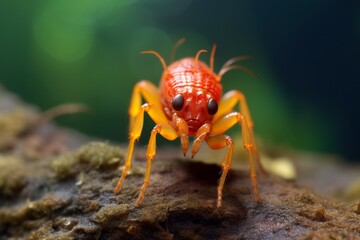 Fototapeta premium Close-up of a vibrant red insect with long antennae