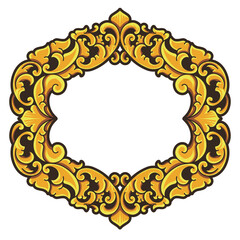 Borders or frames ornament. Ornamental elements for your designs. Black and gold colors. Floral carving decoration for postcards or invitations for social media.