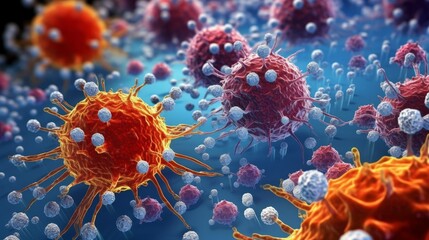 Obraz premium Microscopic view of virus cells