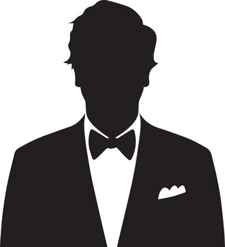 black silhouette man in tuxedo clip art preview