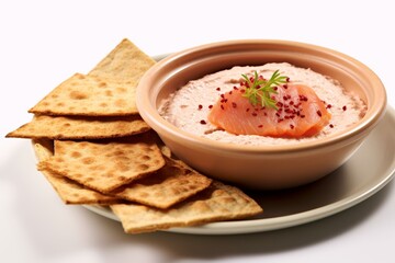 Creamy salmon dip with pita bread