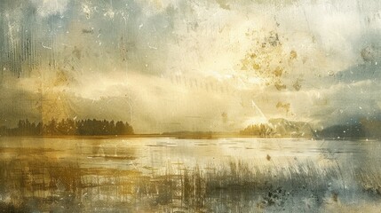 A vintage abstract grunge rainy landscape with soft hues blending in harmony.