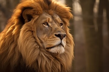 Majestic lion with flowing mane