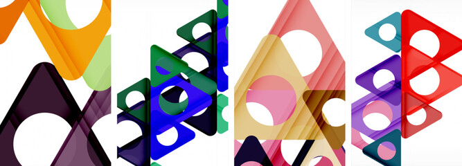 Abstract background set featuring captivating triangles. Harmonious blend of geometry and style, these designs bring modern flair