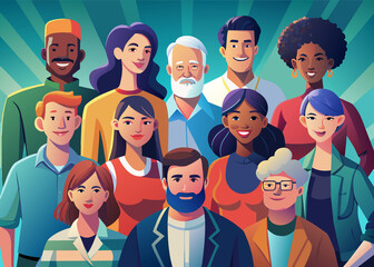 Inclusive group of people isolated illustration