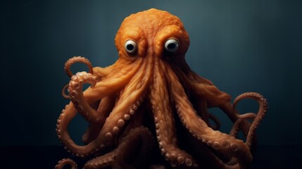 Curious orange octopus with big eyes