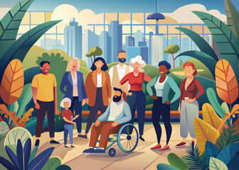 Inclusive group of people isolated illustration