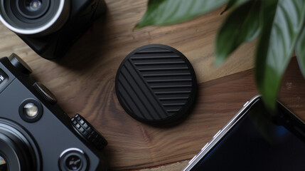 PopSocket grip with collapsible accordion-style mechanism, allowing for easy expansion and retraction, featuring a sleek matte finish and minimalist aesthetic for modern smartphones.