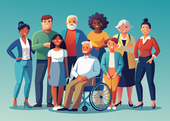 Inclusive group of people isolated illustration