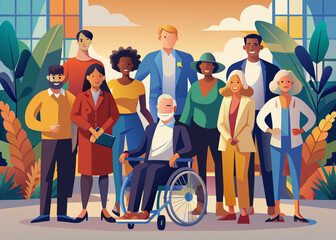 Inclusive group of people isolated illustration