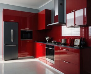  RED COLO
RED Modern Kitchen AND GRAY COLOUR PREASER 