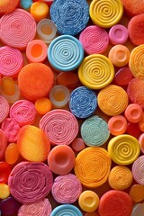 Colorful assortment of candy swirls