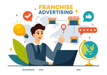 Franchise Advertising Vector Illustration with Business and Finance to Promoting Successful Brand or Marketing in Flat Cartoon Background