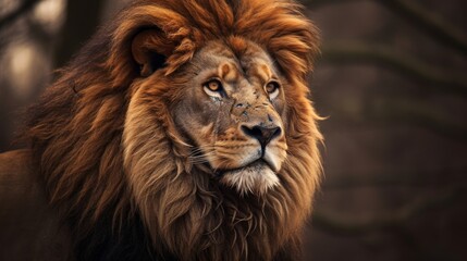 Majestic lion with flowing mane
