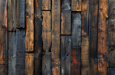  A detailed texture of weathered wooden planks, showcasing the rich colors and textures that make up an old cabin wall. 