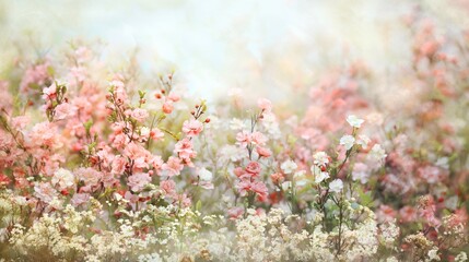 Dreamy Spring Blossoms Backdrop with Cherry Blossoms and Dogwoods in Pastel Colors