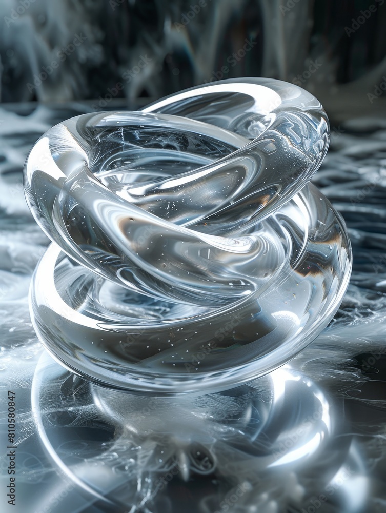 Poster abstract metal rings floating in ethereal space, with a soft focus against a gradient background tra