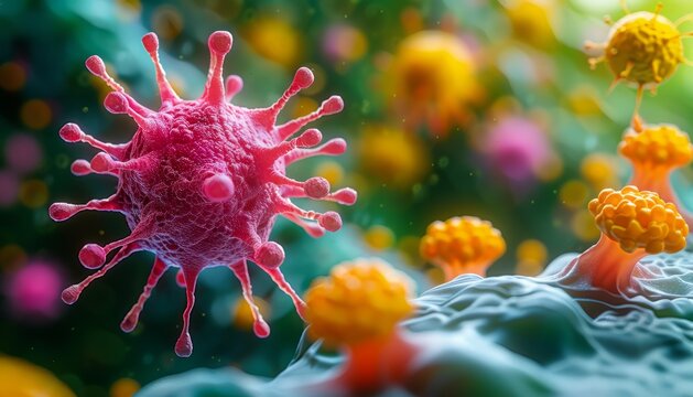 Dendritic cell presenting an antigen to Tlymphocytes The antigen is a peptide from a tumor cell bacteria or virus They present antigens to lymphocytes activating an immune respon