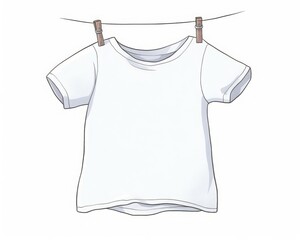 plain white tshirt hanging on a clothesline