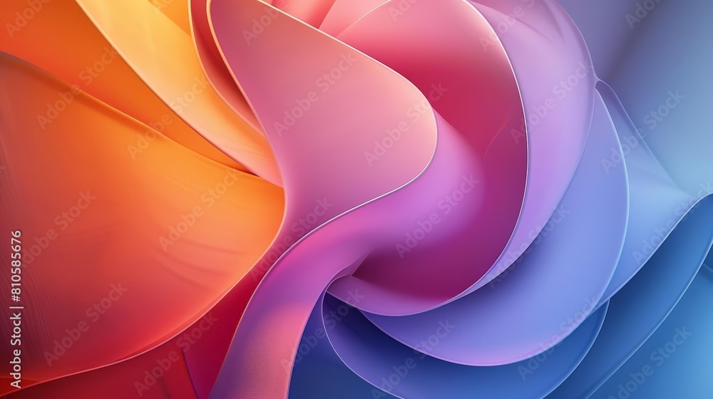 Poster abstract background with minimalist elements and soft gradients, featuring a white square, a red cir