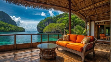 Summer season Sofa Deck Zen Generative AI's Tropical Island Relaxation