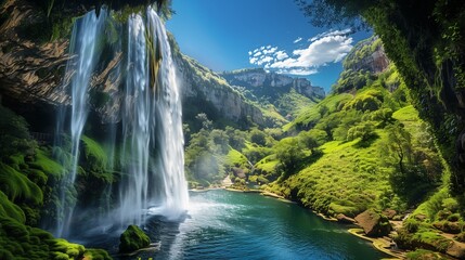 Naklejka na ściany i meble waterfall in the mountains
