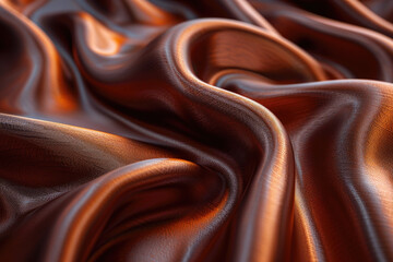  An artistic rendering of chocolate satin fabric, with rich brown and dark orange hues. Created with Ai