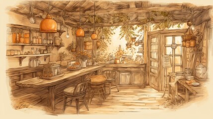 boutique coffee shop design with rustic elements