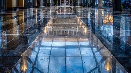 Obraz premium Metal floor, polished steel tiles, reflections above, highlighting texture and sheen