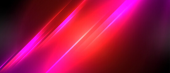 A vibrant pink and red light beam illuminates a dark backdrop, creating a colorful visual effect reminiscent of electric blue, magenta, and violet hues