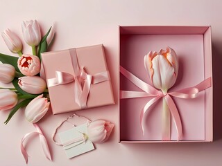 pink gift box with flower