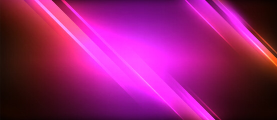 Obraz premium A vibrant purple and orange line illuminated against a dark backdrop, creating a stunning colorfulness with hints of magenta and electric blue, resembling a neon visual effect lighting pattern