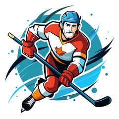 Hockey Player Playing colorful watercolor illustration