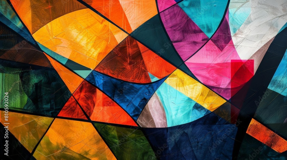 Aufkleber abstract composition with intersecting lines and vibrant colors