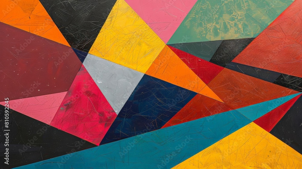 Poster abstract composition with intersecting lines and vibrant colors