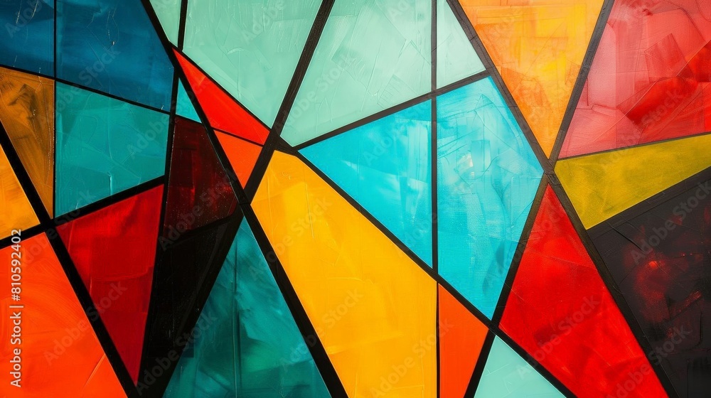 Poster abstract composition with intersecting lines and vibrant colors