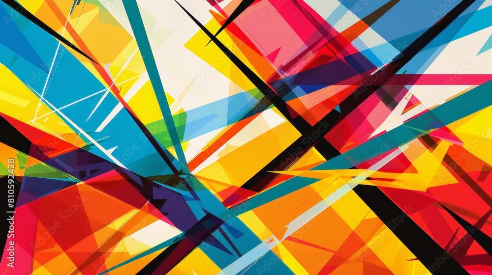 Poster abstract composition with intersecting lines and vibrant colors