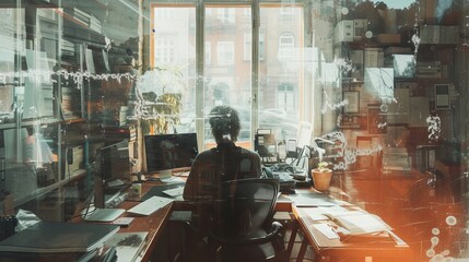 Dynamic office environment: team collaboration and technology integration - A modern workplace scene