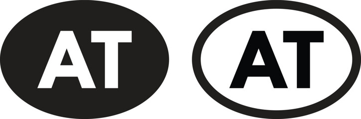 Austria country code icon set in two styles . Austria abbreviation icon . Austria domain name icon vector