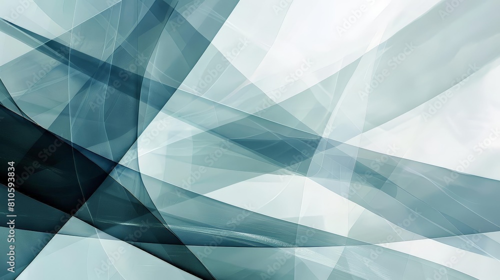 Poster abstract composition with overlapping transparent layers of blue and white