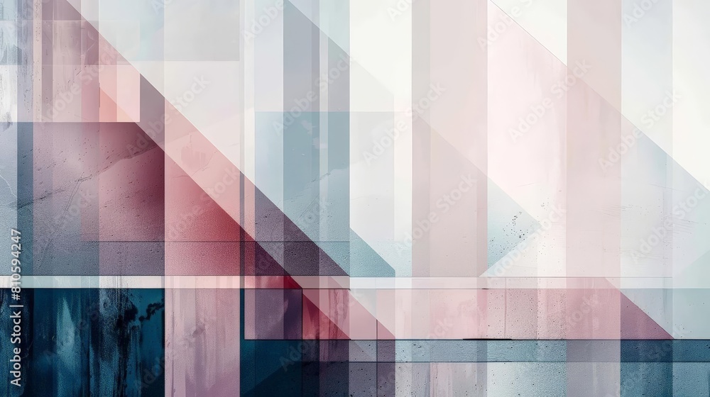 Poster abstract composition with overlapping transparent layers of color, featuring a red, green, blue, yel
