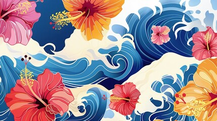 Vibrant AAPI Heritage: Waves, Colors, and Tropical Blossoms