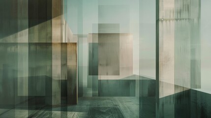 abstract composition with transparent layers and muted tones
