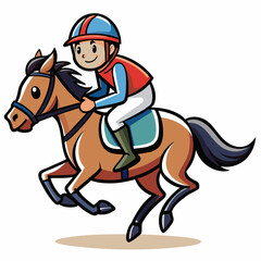 Horseback riding jockey colorful watercolor illustration
