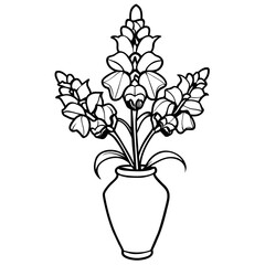 Obraz premium Snapdragon flower outline illustration coloring book page design, Snapdragon flower black and white line art drawing coloring book pages for children and adults