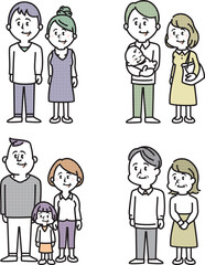 いろいろな世代の家族のイラスト